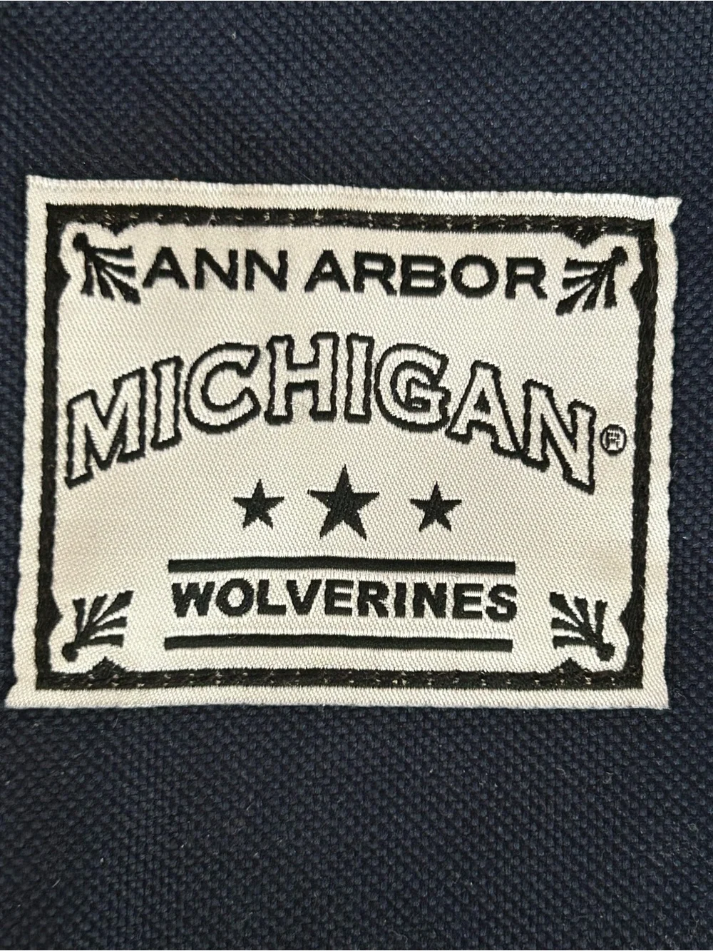 Navy Blue Backpack with Brown Trim - Michigan Patch